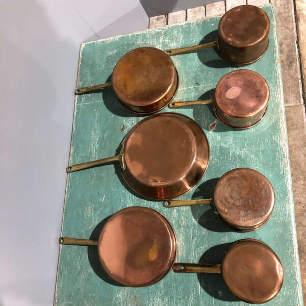 Set Of Vintage Copper Pans