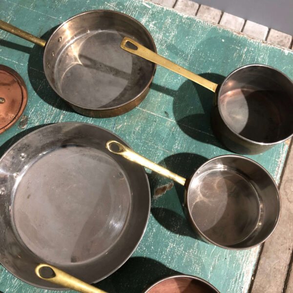 Set Of Vintage Copper Pans