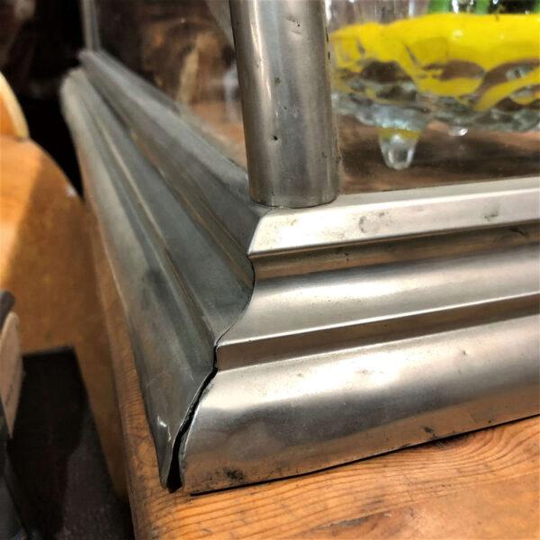 Early 20th Century Curved Glass Nickel Countertop Display Case