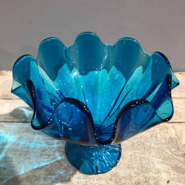 Vintage Blue Pedestal Dish