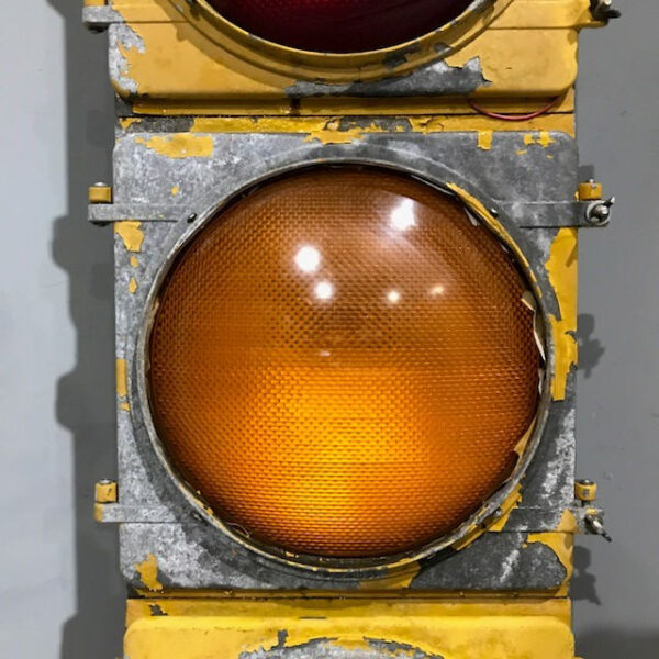 Original American Yellow Metal Bulb Traffic Lights