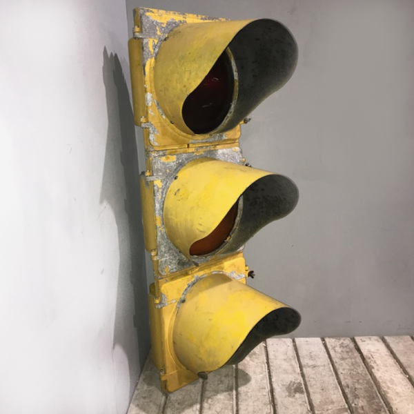 Original American Yellow Metal Bulb Traffic Lights