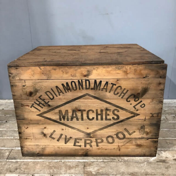 Vintage Diamond Match Shipping Crate