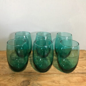 Set Of 6 Aqua Green Glass Tumblers