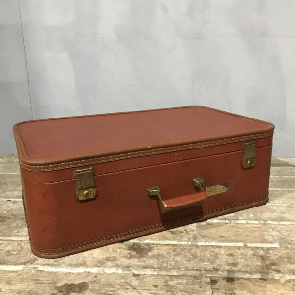 Tan Brown Mid Century Suitcase