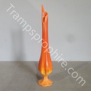 Mid Century L.E Smith Ribbed Orange Glass Vase