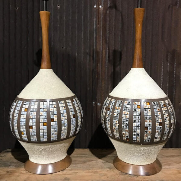 Pair Of Mid-Century Danish Style Textured Lamp Bases