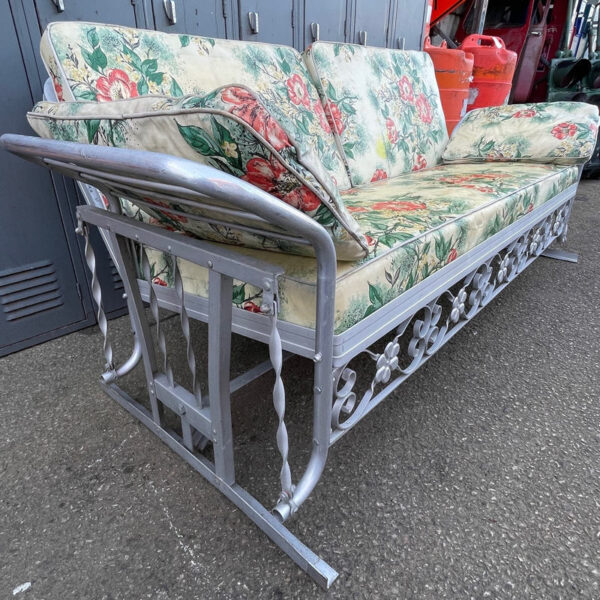 Metal Porch Glider with Floral Cushions