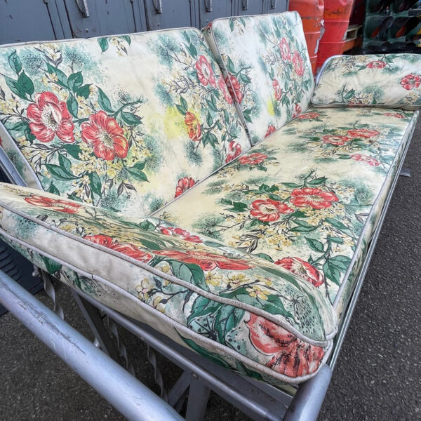 Metal Porch Glider with Floral Cushions