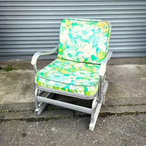 Metal Glider Chair with Floral Cushions
