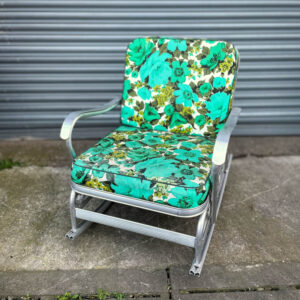 Metal Rocking Chair with Floral Cushions