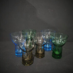 Set of Harlequin Coloured Cocktail Glasses