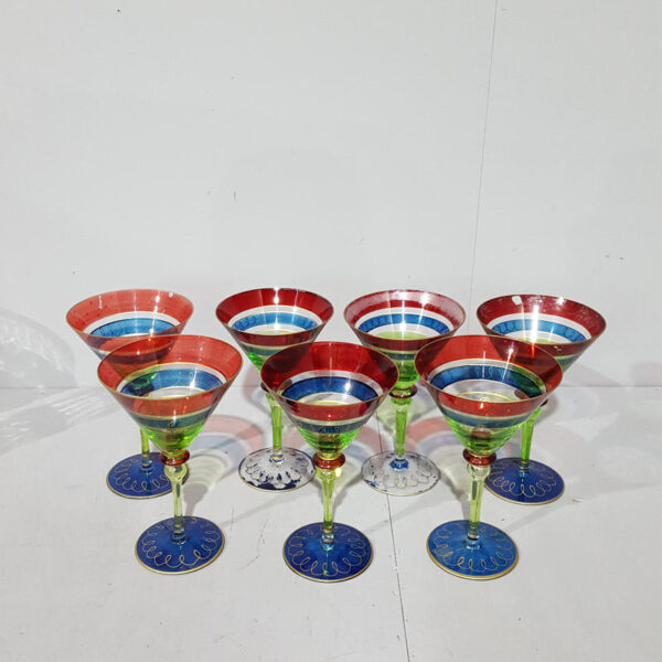 Set of Multicoloured Martini Glasses