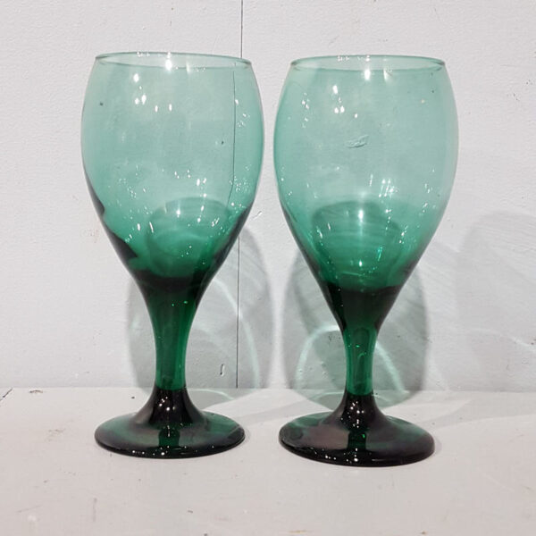 Pair of Green Wine Glasses