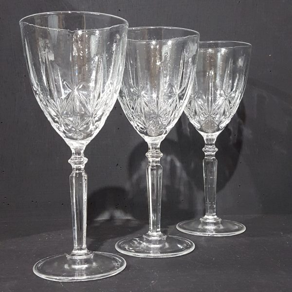 Set of Cut Crystal Wine Glasses