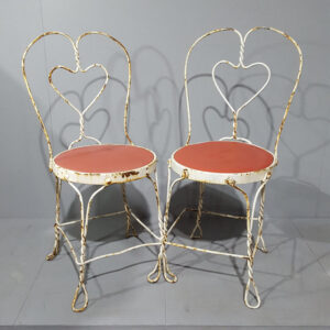 Pair of Red Seat Ice Cream Parlour Chairs