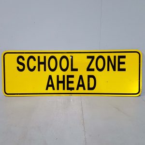 Yellow School Zone Ahead Road Sign