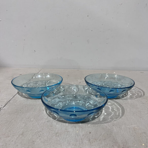 Set of 3 Blue Glass Bowls