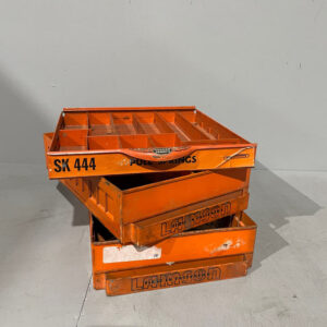 Set of Orange Metal Hardware Drawers