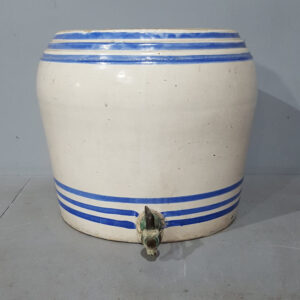 Blue Striped Stoneware Water Cooler