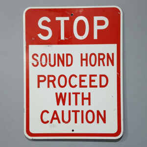 American Warning Proceed With Caution Sign