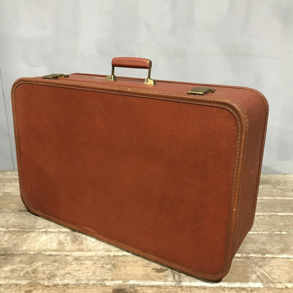 Tan Brown Mid Century Suitcase
