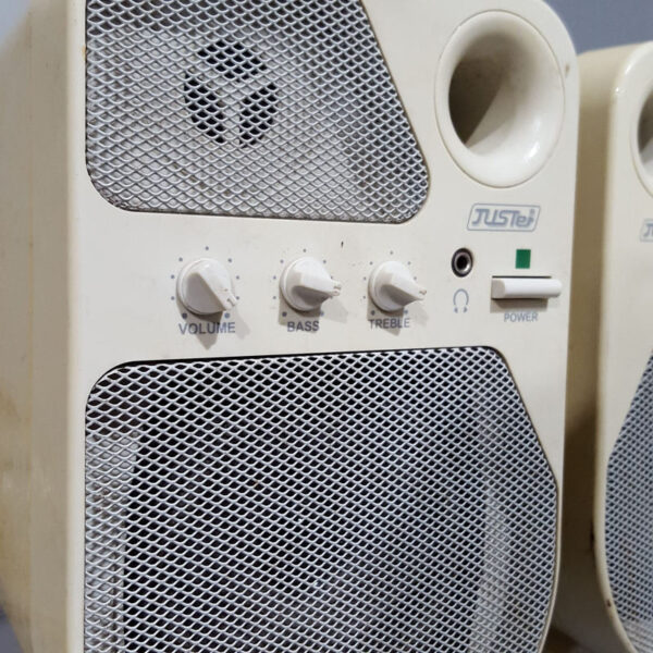 Pair of White Computer Speakers