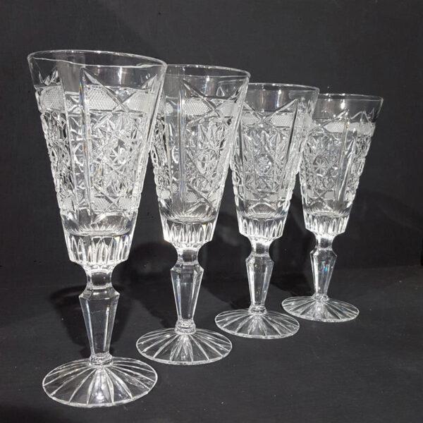 Set of 4 Cut Wine Glasses