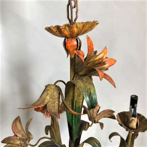 Vintage Painted Floral Chandelier
