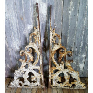 Antique Pair of Large Decorative Iron Brackets