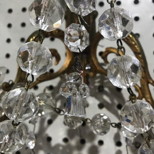 Pair of Gilded Crystal Sconces
