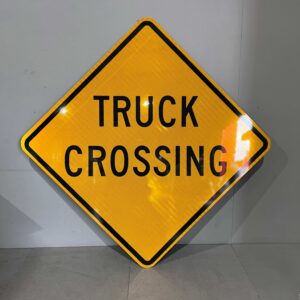 American Yellow Truck Crossing Road Sign