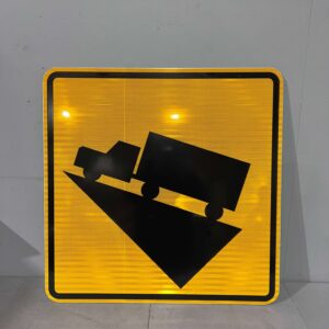 American Yellow Steep Incline Truck Road Sign