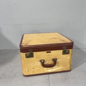 Square Cream and Brown Suitcase