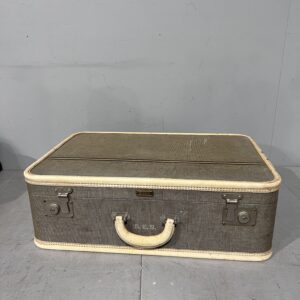 Striped Grey Tweed Oshkosh Suitcase