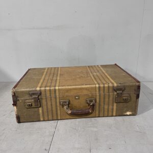 Vintage Striped Tweed Suitcase