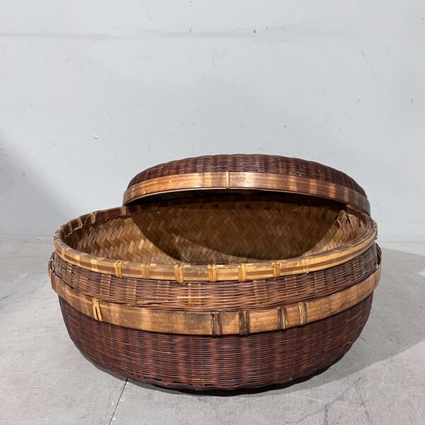 Antique American Woven Basket with Lid