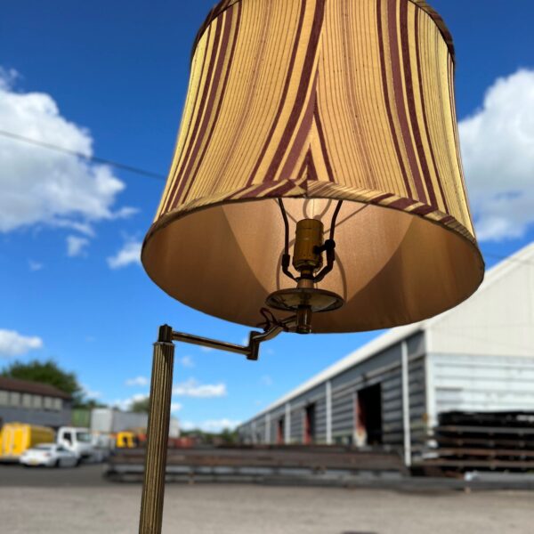 Brass Floor Lamp with Striped Shade