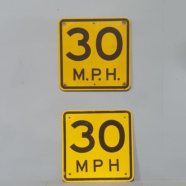 Original American Reflective Yellow 30 MPH Road Sign