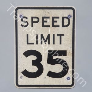 Original American White Speed 35 MPH Limit Sign