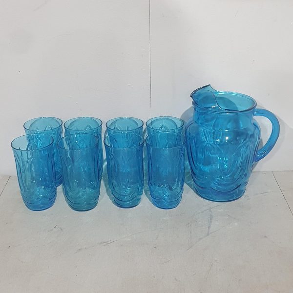 Blue Pitcher and Glasses Set