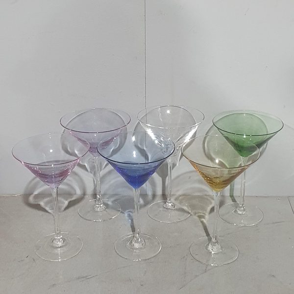 Set of Coloured Martini Glasses