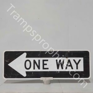 Double Sided One Way Road Sign on Metal Post Holder