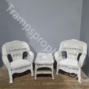 White Wicker Garden Furniture Set