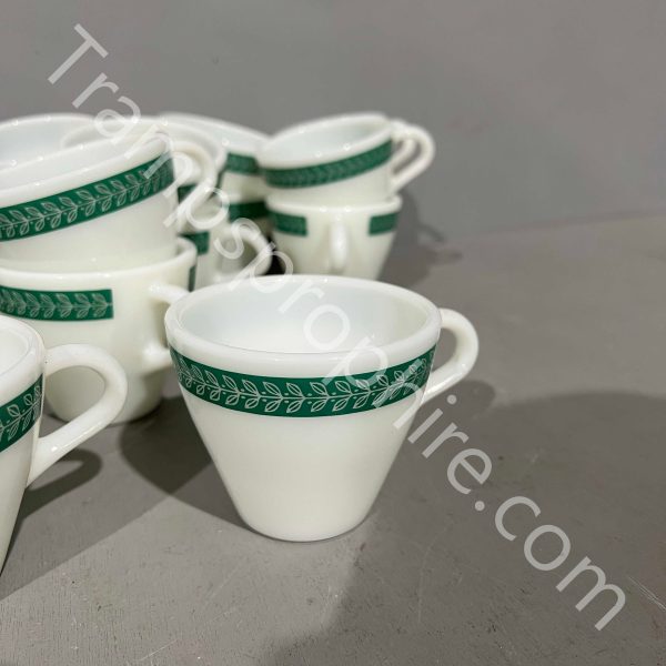 White and Green Glass Cups