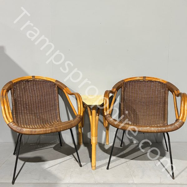 Wicker Chairs and Side Table Set