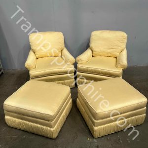 Cream Arm Chairs & Foot Stools