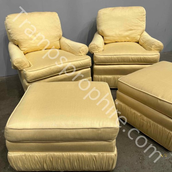 Cream Arm Chairs & Foot Stools