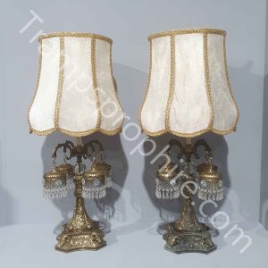 Pair of Drop Crystal Table Lamps