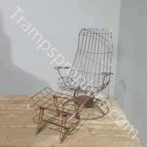 Brown Metal Garden Swivel Rocker Chair and Footstool